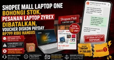 Shopee Mall Laptop One Bohongi Stok, Pesanan Laptop Zyrex Dibatalkan, Voucher Diskon Payday Rp799 Ribu Hangus