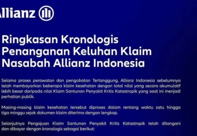 Kronologi Penanganan Klaim Allianz Indonesia Terkait Keluhan Klaim Santunan Penyakit Kritis Katastropik