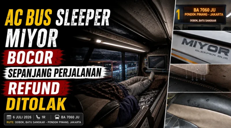 AC Bus Sleeper Miyor Bocor Sepanjang Perjalanan, Refund Ditolak