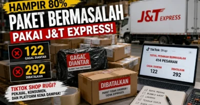 Hampir 80% Paket Bermasalah Pakai J&T Express, Pesanan di TikTok Shop 122 Gagal Diantar dan 292 Dibatalkan
