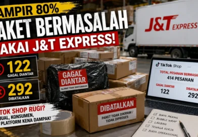 Hampir 80% Paket Bermasalah Pakai J&T Express, Pesanan di TikTok Shop 122 Gagal Diantar dan 292 Dibatalkan