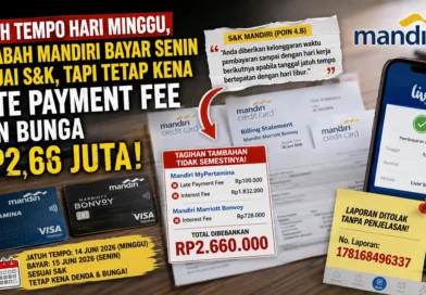 Jatuh Tempo Hari Minggu, Nasabah Mandiri Bayar Senin Sesuai S&K, tapi Tetap Kena Late Payment Fee dan Bunga Rp2,66 Juta