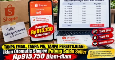 Tanpa Email, Tanpa PIN, Tanpa Persetujuan: Iklan Otomatis Shopee Potong Saldo Seller Rp915.750 Diam-diam