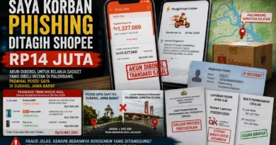 Saya Korban Phishing Ditagih Shopee Rp14 Juta, Akun Dibobol untuk Belanja Gadget yang Dibeli Instan di Palembang, Padahal Posisi Saya di Subang, Jawa Barat