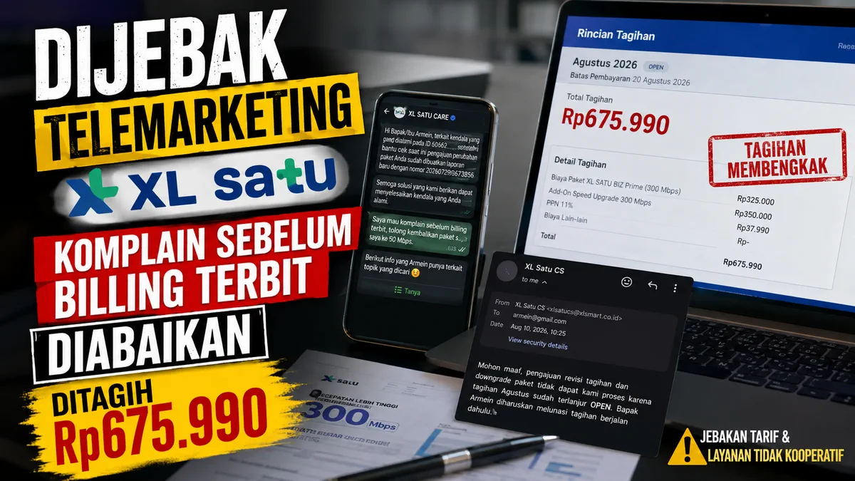 Dijebak Telemarketing XL Satu, Komplain Sebelum Billing Terbit Diabaikan dan Ditagih Rp675.990