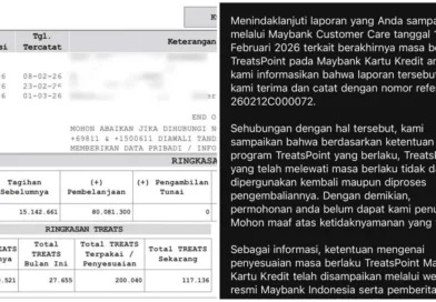 200.040 Treats Points Maybank Hangus Tanpa Pemberitahuan, Nasabah Lain Sudah Dikembalikan 100%, Mengapa Saya Belum Mendapatkan Kepastian Pengembalian?