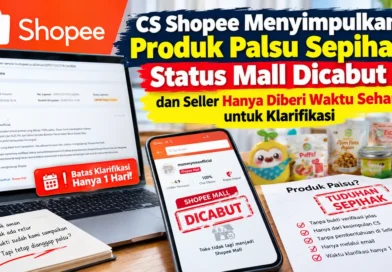 CS Shopee Menyimpulkan Produk Palsu Sepihak, Status Mall Dicabut dan Seller Hanya Diberi Waktu Sehari untuk Klarifikasi