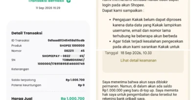 Salah Input Nomor ShopeePay, Dana Rp1 Juta Modal Usaha Saya Tertahan dan Akun Diblokir