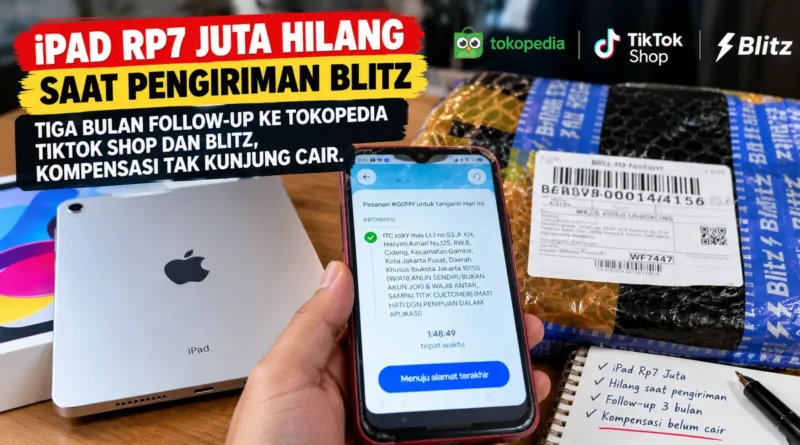 iPad Rp7 Juta Hilang saat Pengiriman Blitz, Tiga Bulan Follow-up ke Tokopedia TikTok Shop dan Blitz, Kompensasi Tak Kunjung Cair