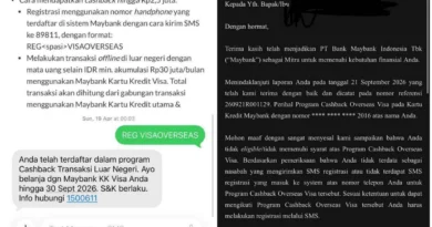 Tidak Mendapatkan Cashback Program Visa Overseas dari Maybank