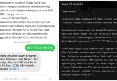 Tidak Mendapatkan Cashback Program Visa Overseas dari Maybank